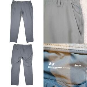 Under Armour Golf Pants Mens Size 36x30 Gray Performance Straight Flat Front 36